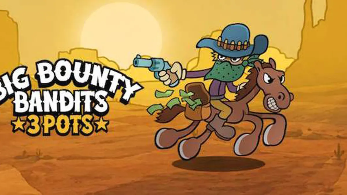 Tampilan visual slot Big Bounty Bandits: 3 Pots dengan tema Wild West yang ceria